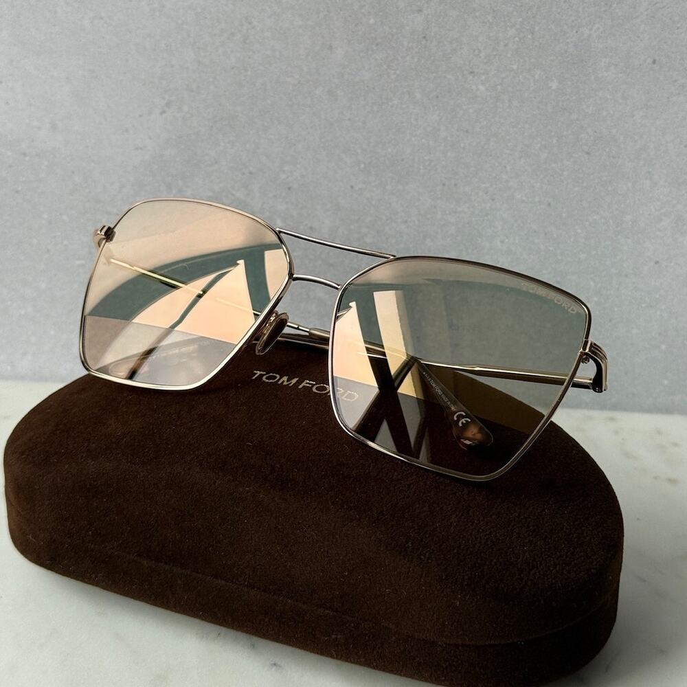 NEW Tom Ford FT0738 Sye Metal Aviator Gold Mirror Sunglasses